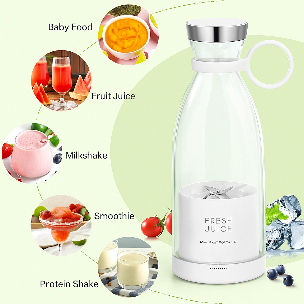 FreshJuice Portable Blender Bottle – Fruit Mixer & Smoothie Maker