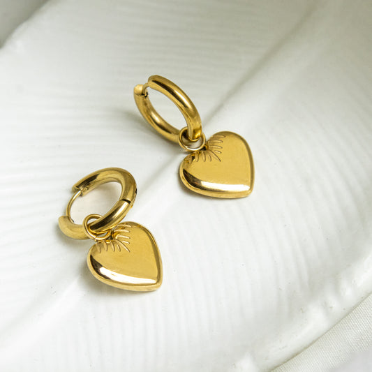 Gold-Plated Heart Hoop Earrings