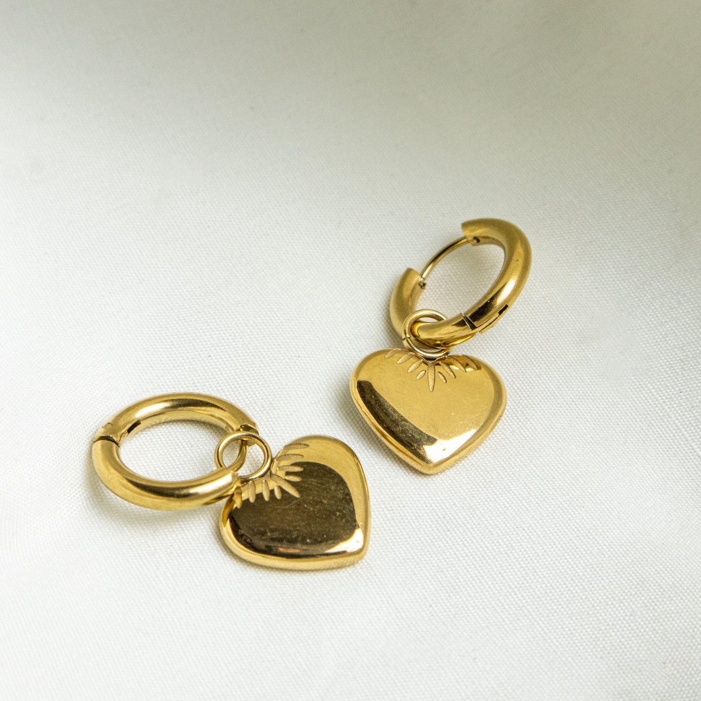 Gold-Plated Heart Hoop Earrings