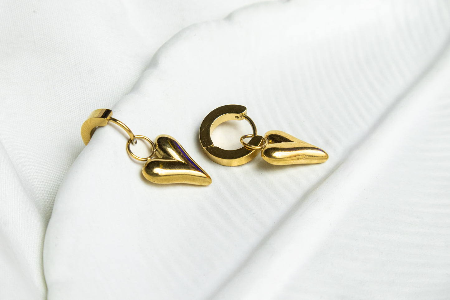 Gold-Plated Hanging Heart Earrings