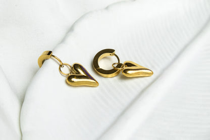 Gold-Plated Hanging Heart Earrings