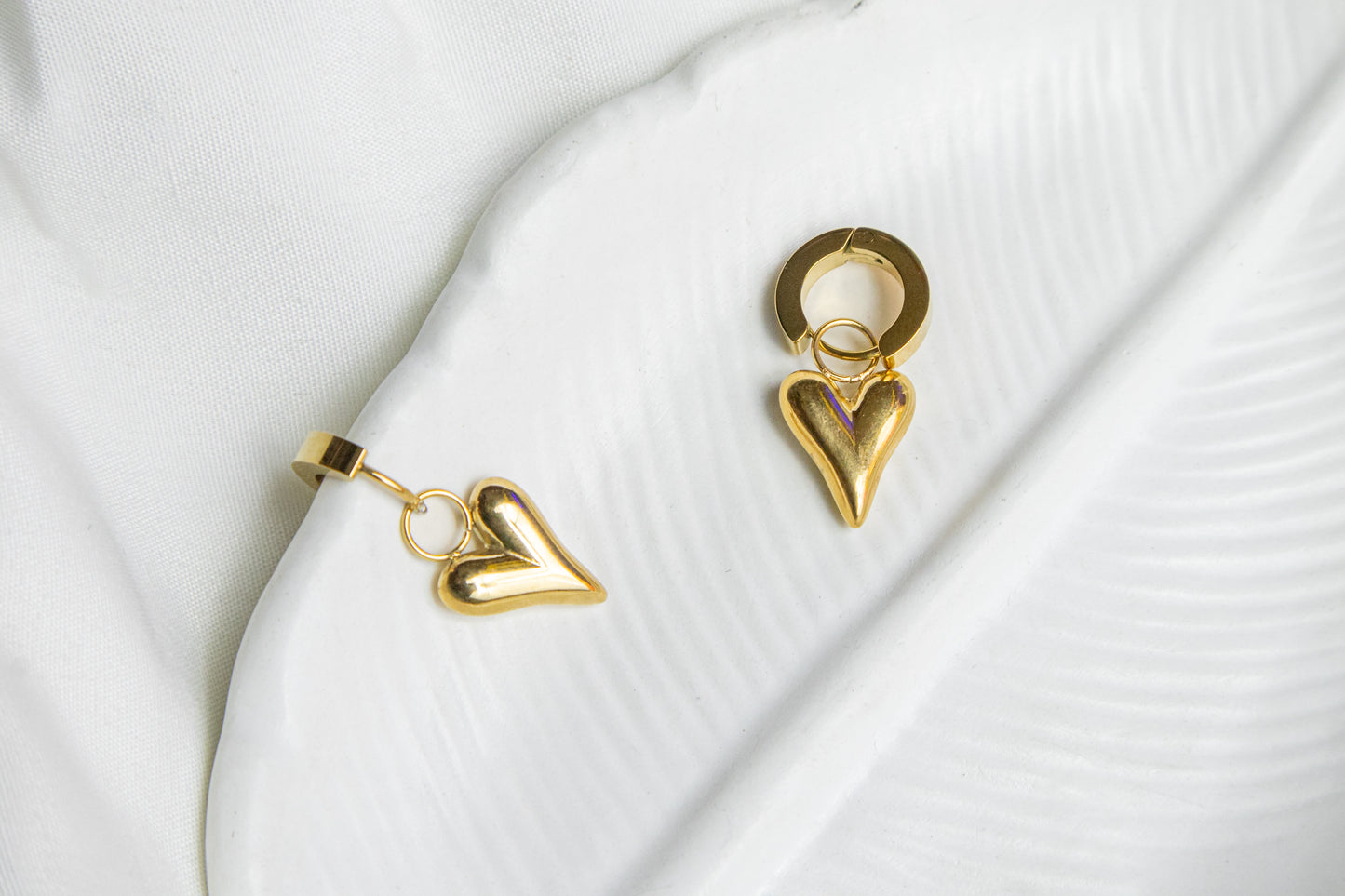 Gold-Plated Hanging Heart Earrings