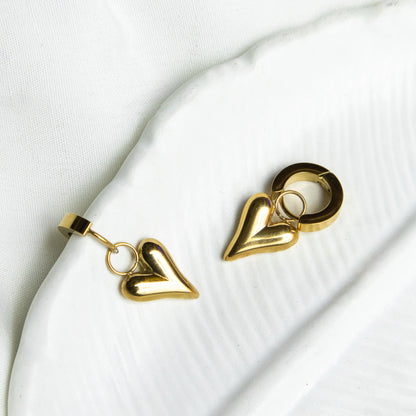Gold-Plated Hanging Heart Earrings